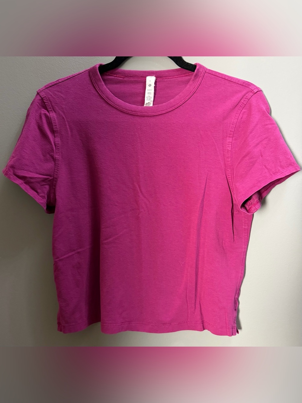lululemon athletica Fuschia Crew Neck Short Sleeve Top Waste length